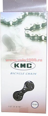 Цепь BMX, мото 1/2x3/16", 100зв, серая, инд уп.