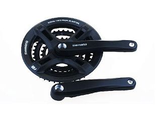 Система Shimano Tourney, M171, 170мм, Кв, 48/38/28, б. болтов, защ, черн